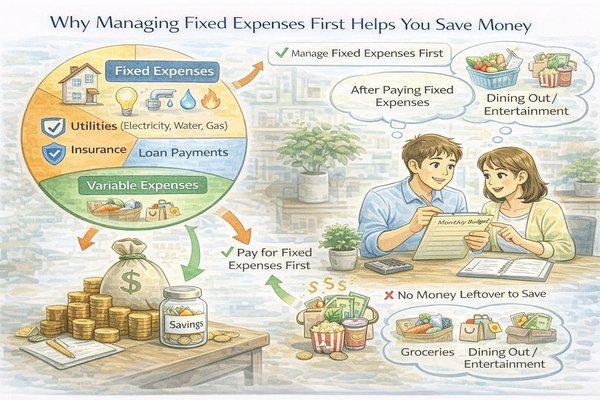 고정지출을 먼저 관리해야 돈이 모이는 이유와 생활비 구조 설명 이미지