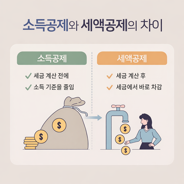 소득공제와 세액공제의 차이를 구조로 설명한 연말정산 인포그래픽