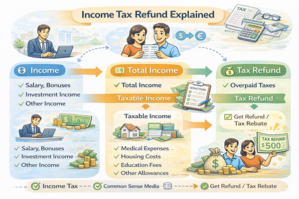 연말정산 구조를 한 번에 이해할 수 있도록 정리한 소득·공제·환급 흐름