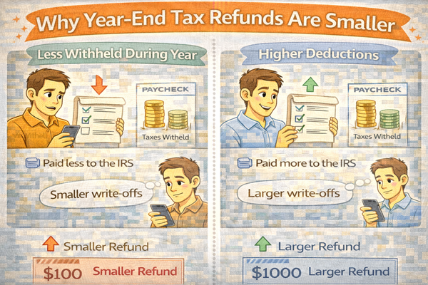 연말정산 환급이 적은 이유와 환급액 차이를 설명하는 개념 이미지