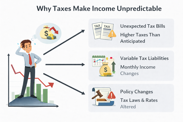 세금 때문에 수입이 불안정해지는 이유 구조 설명 이미지
