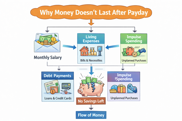 월급이 들어와도 돈이 안 남는 이유와 돈 흐름 구조 설명 이미지
