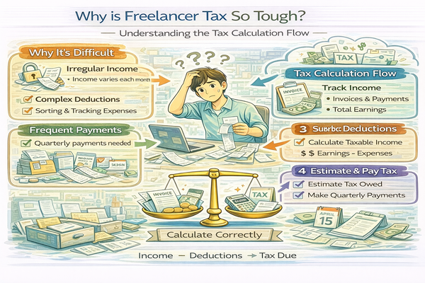 프리랜서 세금이 어려운 이유와 세금 계산 흐름 구조 설명 이미지